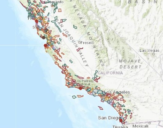 The land grants mapped and coloured by governor
